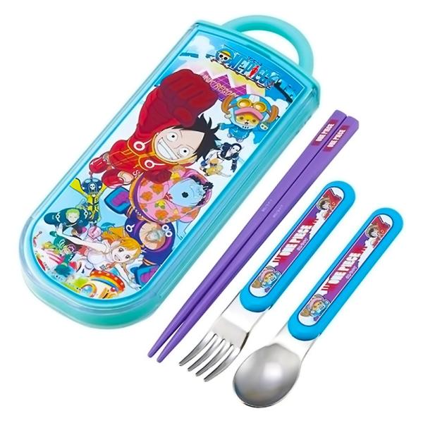 弁当用箸 トリオセット ワンピース 24 ONE PIECE SKATER スケーター 子供 箸16.5cm/スプーン・フォーク13cm スライド式 名前シール付 677328-TACC2AG ◆メ