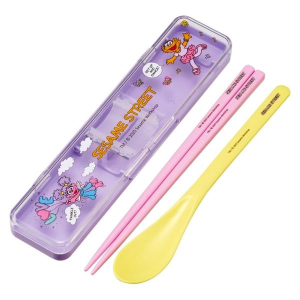 弁当用箸 セサミストリート アビー×ゾーイ 音のならないコンビセット SKATER 子供 箸/スプーン18cm すべり止め加工(箸先端) 収納ケース 718915-CCS3SA ◆メ
