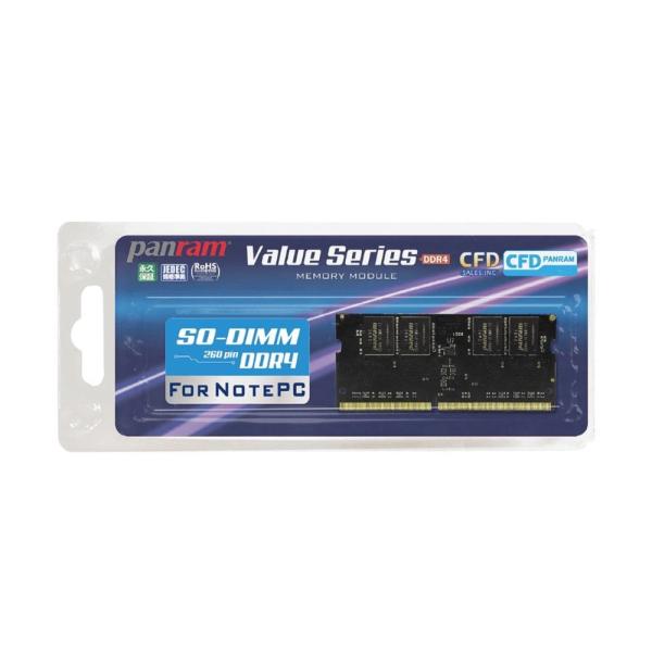 8GB DDR4 ノート用メモリ CFD Panram DDR4-2400 PC4-19200 260pin CL17 SO-DIMM 1.2V D4N2400PS-8G ◆メ
