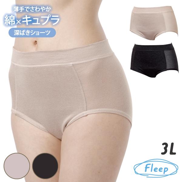 サマー 深ばきショーツ 深履きショーツ シンプル 爽やか お肌にやさしい下着 Fleep フリープ パンツ ネコポス可 84111 3L
