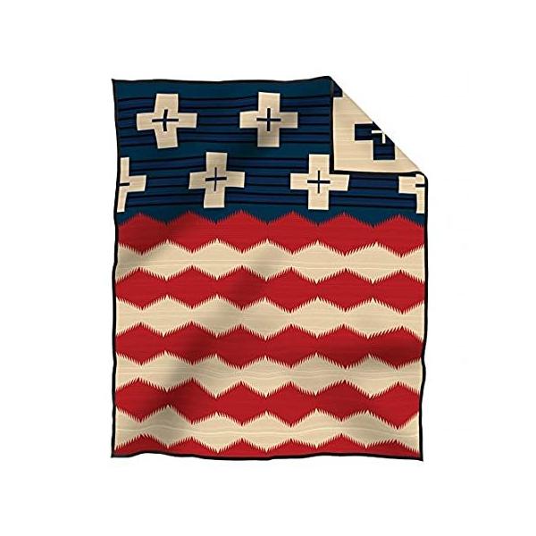 送料無料】Pendleton Brave Star ブランケット レッド/ホワイト/ブルー
