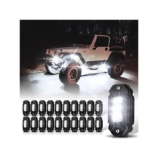 LEDKITO R2 LED White Rock Lights 20PCS for Trucks Je-ep Off Road