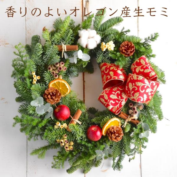 クリスマスリース 早割 手作り スモール25cm 玄関 小さめ オレゴン産