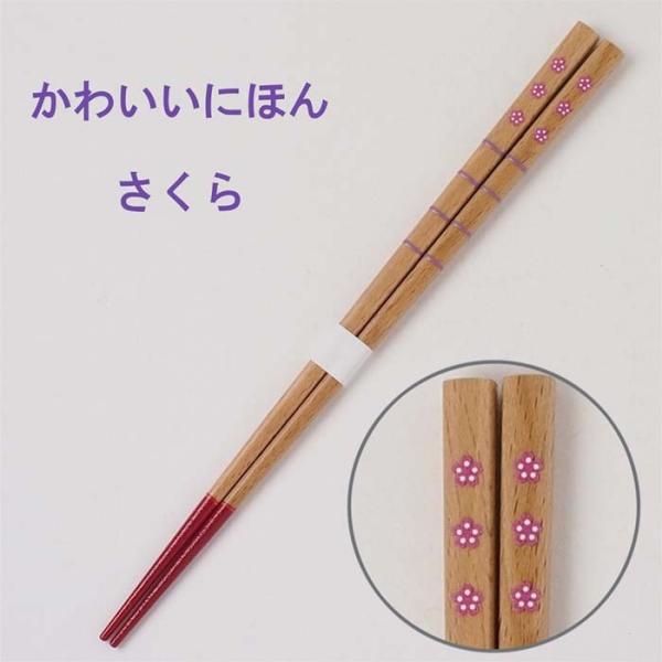 かわいいにほん　箸　さくら　22.5cm　日本製　漆箸　若狭塗箸　田中箸店　和　チョップスティック