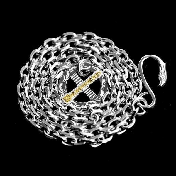 【新品】SV Eagle Hook ＆ K18 Arrow Arabesque Wheel Chain / La Key ラキー イーグルフック ＆ K18アロー付き唐草ホイールチェーン (細角 , 太角) 50cm〜70cm