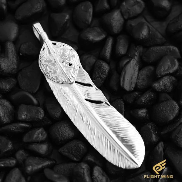 【新品】SV Arabesque Heart SV Feather XL Size / La Key ラキー 唐草上銀特大フェザー(左)
