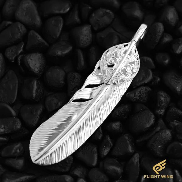 【新品】SV Arabesque Heart SV Feather XL Size / La Key ラキー 唐草上銀特大フェザー(右)