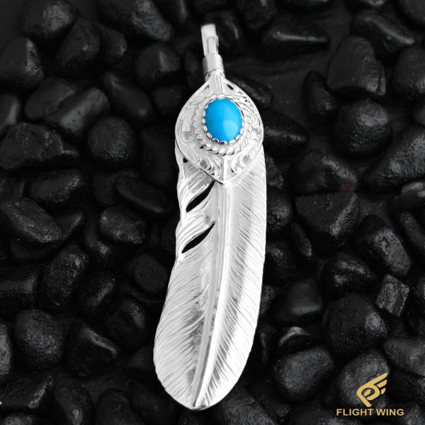 【新品】SV Arabesque Heart SV Feather XL Size with SV Rope TQ Right / La Key ラキー 上銀銀縄TQ唐草ハート付き特大フェザー(右)