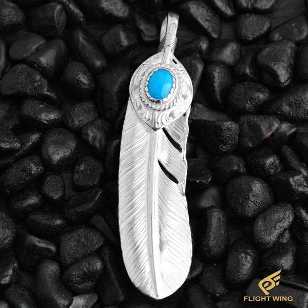 【新品】SV Arabesque Heart SV Feather XL Size with SV Rope TQ Left / La Key ラキー 上銀銀縄TQ唐草ハート付き特大フェザー(左)