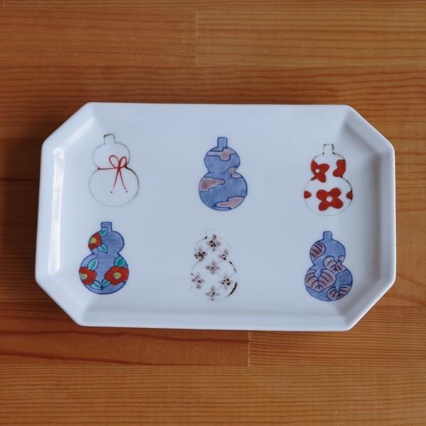 六瓢箪　7枚　六瓢箪皿　長皿　平皿　有田焼　徳七窯　手描き　作家　ひょうたん 六瓢箪 1枚 六瓢箪皿 長皿 平皿 有田焼 徳七窯 手描き 作家