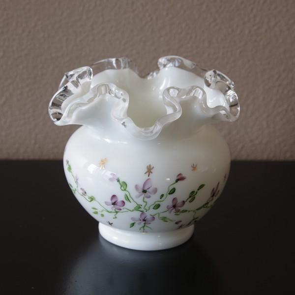 有名ブランド 美品 フェントン Fenton 水色ヴィンテージ花器 花瓶 フリル 花瓶 Dessertfirstgirl Com