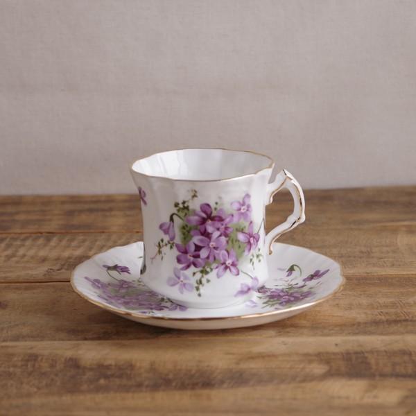 ハマースレイ ヴィクトリアンバイオレット すみれ花柄 コーヒーカップ ソーサー Hammersley Victorian Violets  #220418-2