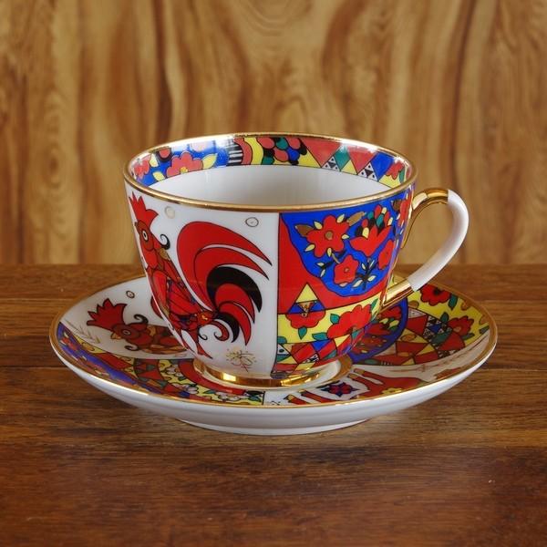 ロシア製 インペリアル・ポーセレン Spring Folk Patterns カップ＆ソーサー Imperial Porcelain