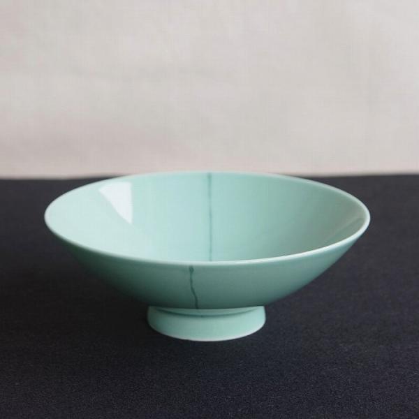 未使用】白山陶器 平茶碗 5客セット 緑のライン