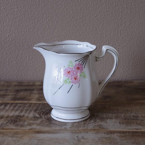 イギリス ヴィンテージ レトロ 食器 ピンク 花柄 クリーマー ミルク