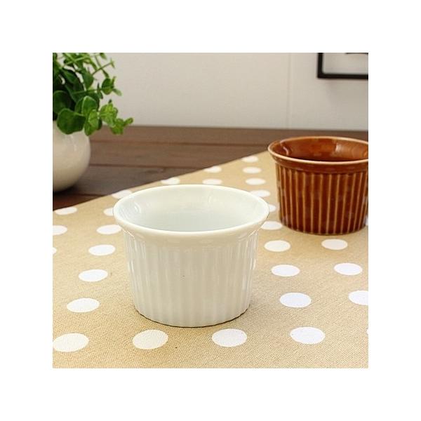 ２colorラインスフレ<ホワイト> (洋食器 スフレ ココット カップ オーブン ボウル 鉢 アウトレット込み 日本製)
