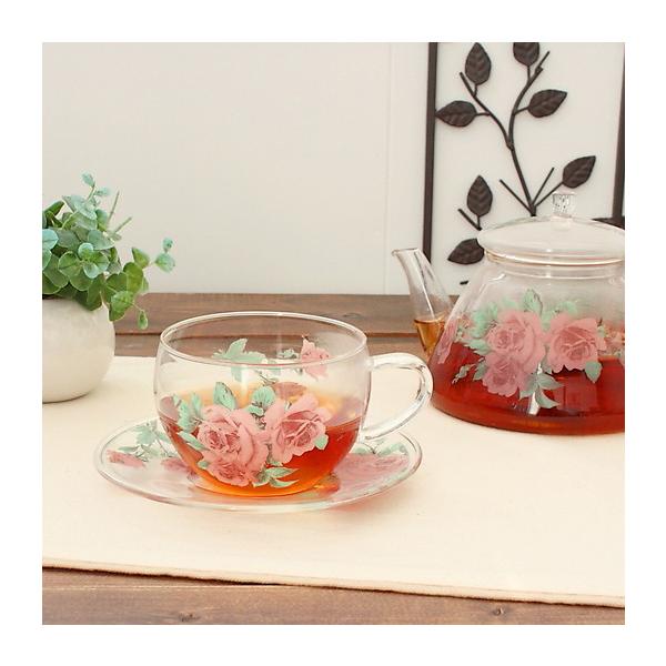 ＲＯＳＥ耐熱カップ＆ソーサー(洋食器 ガラス 耐熱ガラス カップ＆ソーサー カップ 紅茶 可愛い カフェ アウトレット 日本製T)