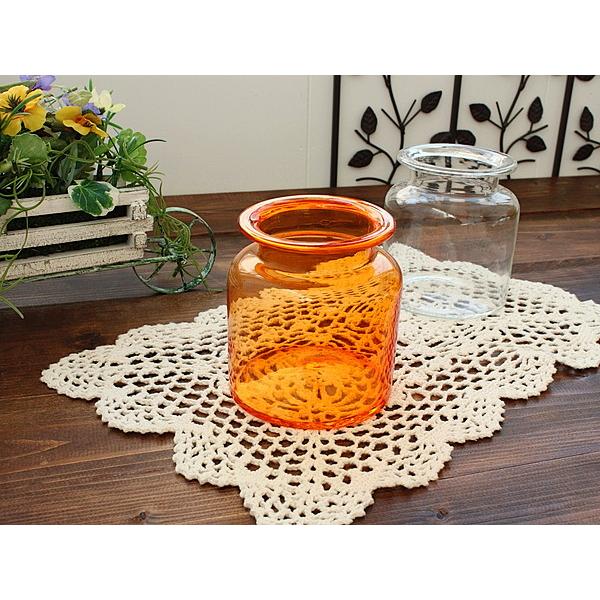 オレンジ ガラス瓶(洋食器 ガラス 瓶 収納 ボトル 容器 花瓶 お洒落