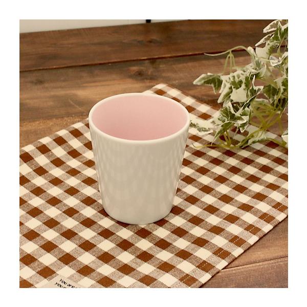 ホワイト×ピンク カップ(フリーカップ カップ コップ お茶 洋食器 アウトレット 訳あり 業務用 美濃焼 日本製T)