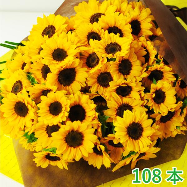 花 ギフトひまわりの花束 108本 プロポーズ フラワーギフト 誕生日 プレゼント ひまわり 告白 ヒマワリ エーデルワイス