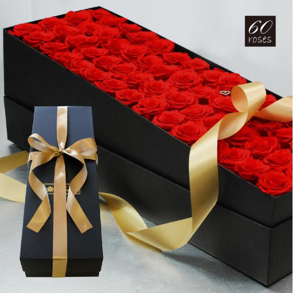 高級赤いバラ60輪のプリザーブドフラワーギフト