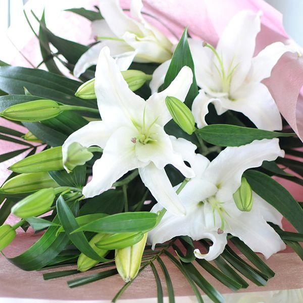 花束ギフト 翌日配達 フラワーギフト お彼岸 生花 白ユリの花束70輪 Yuri White70 花束ギフト花工房 誕生日翌日配達 ゆり 誕生日 翌日配達 百合 激安な価格