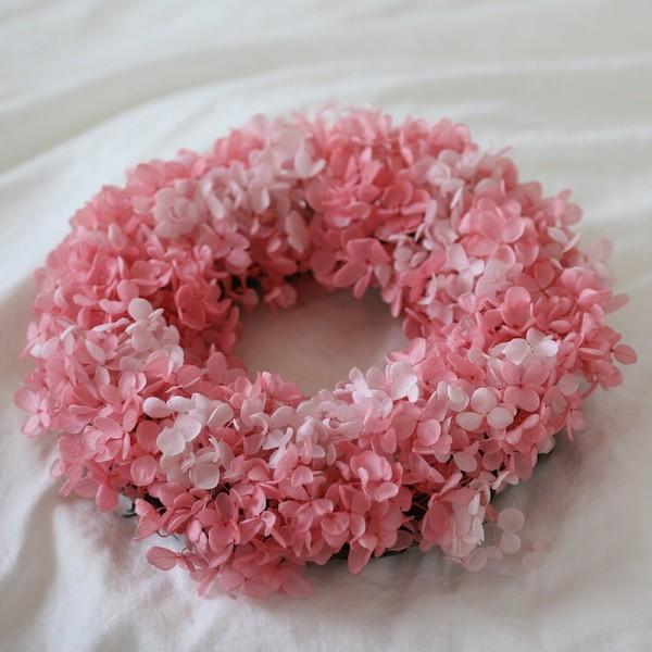 アジサイリース プリザーブドフラワーリース ギフト ニュアンスピンクのアジサイリース誕生日プレゼント 結婚祝い 新築祝い W17 ふらわーぱれっと ヤフー店 通販 Yahoo ショッピング