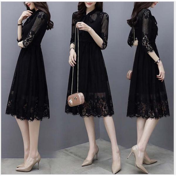 膝丈ワンピース レディース ワンピース 黒 半袖ワンピース シフォン ワンピース 膝丈 大人 オシャレ 夏新作 半袖 パティー カワイイ Fops184 Flowerstore 通販 Yahoo ショッピング