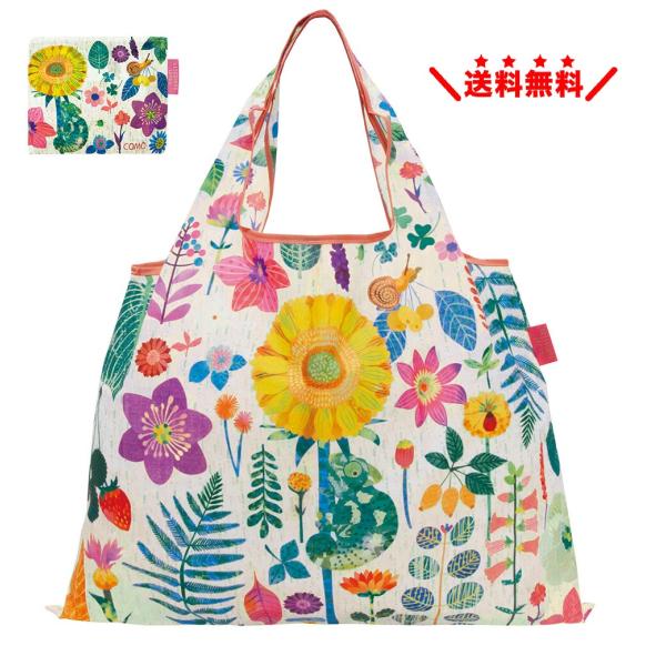 プレーリードッグ エコバッグ 【フラワー】 大容量 2WAY 折りたたみ マチ付き ショッピングバッッグ  おしゃれ 可愛い メール便無料