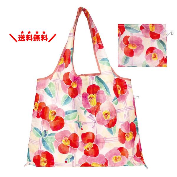 プレーリードッグ エコバッグ 【郵便局の椿(レッド）】【金子みすゞ】 大容量 2WAY 折りたたみ マチ付き ショッピングバッッグ  おしゃれ 可愛い メール便無料