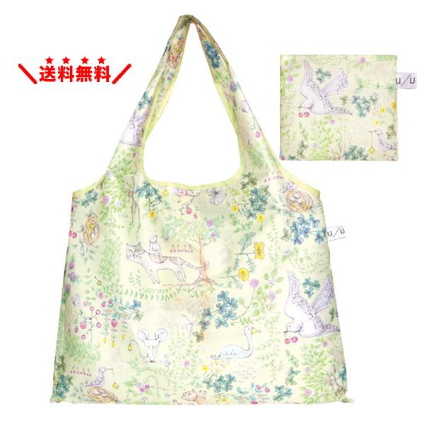 プレーリードッグ エコバッグ 【私と小鳥と鈴と(グリーン）】金子みすゞ 大容量 2WAY 折りたたみ マチ付き ショッピングバッッグ  おしゃれ 可愛い メール便無料