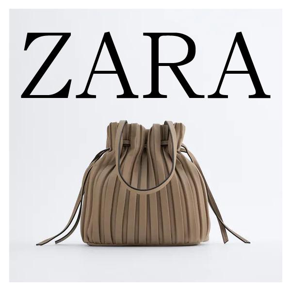 ZARA バッグ ザラ プリーツ ミニ バケットバッグ かばん