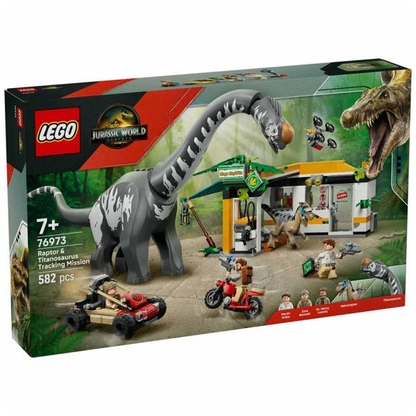 レゴ Lego ジュラシックワールド 76973 ラプターとティタノサウルス 追跡ミッション 恐竜 フィギュア ブロック キャンプ オートバイ ドローン 車 バイク 誕生日