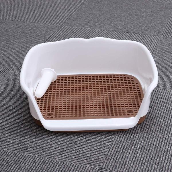 Ueetek 犬トイレ しつけ用 壁付きトイレ 飛び散り防止 取り外し可能 トイレトレー 犬猫用 白と茶色 Supersport Tn