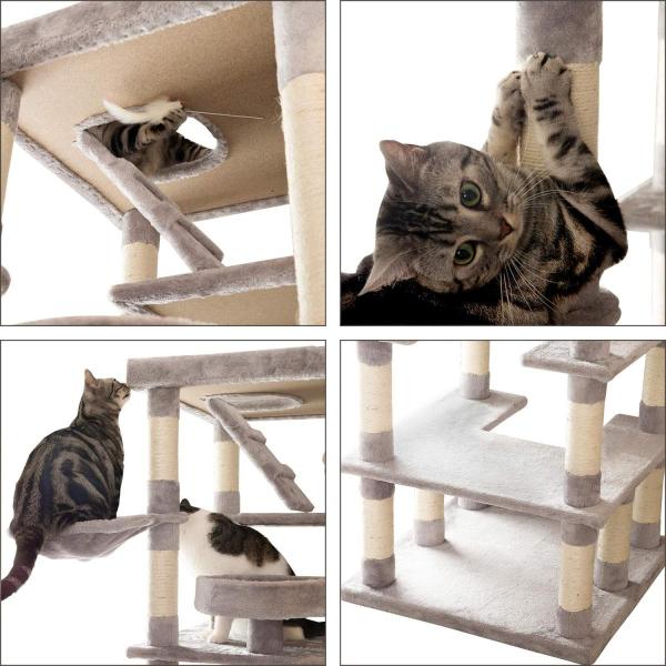 豪華190cm 据え置き型 キャットタワー Mwpo 落下防止柵付 階段 ハイタワー 多頭飼い シニア 子猫 大型 頑丈 ハンモック付 猫 Beaconchurch Co Uk