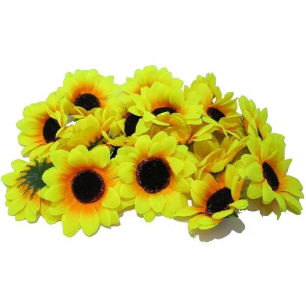 イベント パーティー 夏の 結婚式 夏祭りなどの 飾りつけ ディスプレイや ハンドメイドに 造花の かわいい ひまわり 花のみ たっぷり Jsonic Ca
