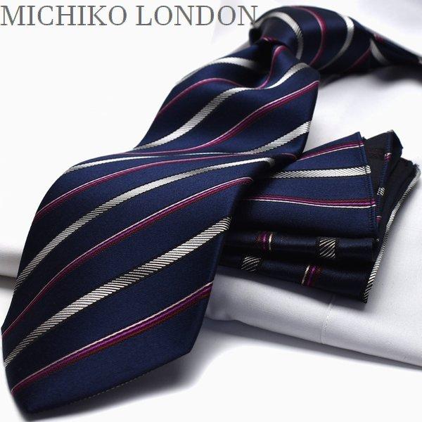 �����O�l�N�^�C���ʏ�T�C�Y��蒷���l�N�^�C �u�����h  MICHIKO LONDON �~�`�R�����h�� C-LON-MHT-39 �X�g���C�v �Z�� �G���W �s���N �|�C���g���p