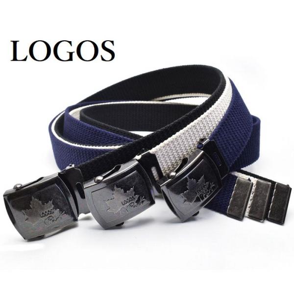 メンズガチャベルト LOGOS(ロゴス) 綿 カジュアル 無地 アウトドア