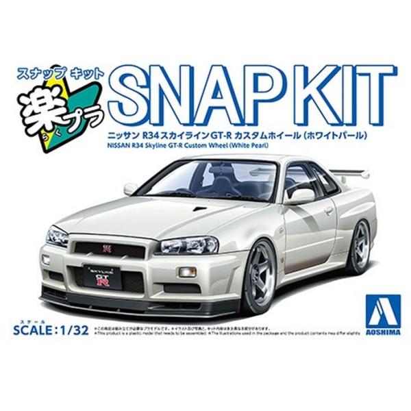 楽プラ スナップキット 12CU-WP ニッサン R34スカイラインGT-Rカスタムホイール(ホワイトパール) アオシマ 4905083202777