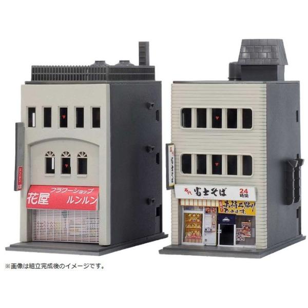 Nゲージ 着色済み 商業ビル 3F　麺街道シリーズ／富士そば 鉄道模型 GreenMax グリーンマックス 2651