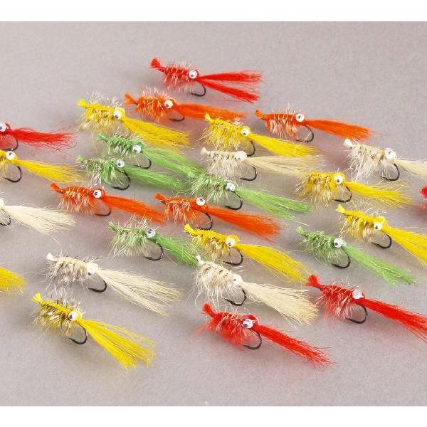 ポーラーベアーであつらえたエビ系（＝プラクティショナー、プランクトン）フライです。素材ならではの透明感がリアル。また手の角度・ボディ構成・空気を保持するアイ部分などの相乗効果によって、微妙な成立バランスをそなえ、沈下時はゆらゆら揺れます。素...