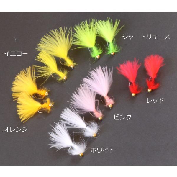 管理釣り場でもっとも使いやすい「ビーズヘッド・マラブー」をバーブレスフック化。フックは太軸にし、ボディマテリアルを透過性のあるシンセティック素材に置き換え。リトリーブ時の適度な「引き抵抗」はそのまま、とても使いやすいフライに仕上がっています。