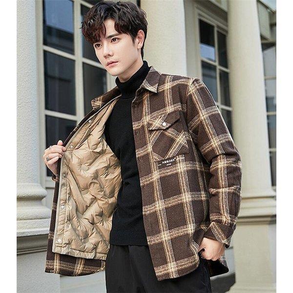 大きな取引 メンズ ダウンジャケット 軽量 ダウンコート メンズ ダウンジャケット チェック柄 ダウン カジュアル 防寒服 冬 秋 コート アウター 厚手シャツ ダウンコート シャツ コート アウター Www Affaires Sociales Gouv Cg