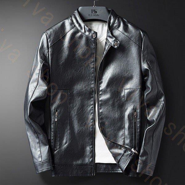 全日本送料無料 レザージャケット ビジネス カジュアル 秋冬 スリム ファッション 耐磨 防風 防寒 立ち襟 裏起毛 Pu アウター 秋冬服 メンズ 革ジャン バイクウェア レザージャケット メンズ 革ジャン バイクウェア ジャケット