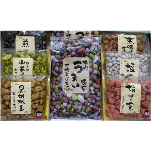 (1)わさびそら豆は、やわらかそら豆にピリッとわさび味。わさび好きが唸った絶品おつまみ豆です。(2)梅ぼし豆は、梅干しの形そっくりな可愛い豆菓子が出来ました。シソがたっぷり入ってて、さくさくおかきの中には、落花生が一粒ずつ入ってます。(3)...