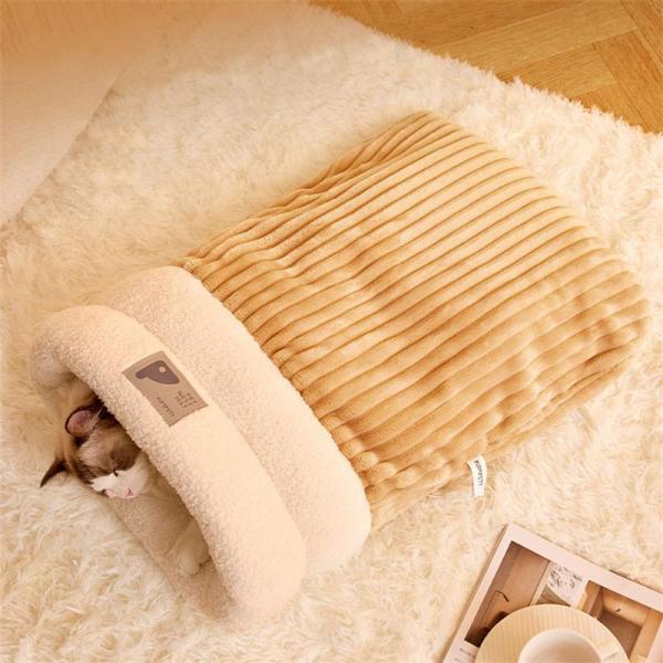 猫 布団 猫寝袋 かわいい ペットベッド ペットハウス 冬用 洗える マット クッション 柔らかい 暖かい 居心地の良い ペット用品 半ドーム 寝袋布団 もぐる小型犬