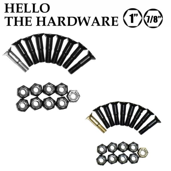 THE HARDWARE HELLOW 六角ビス7/8inchはBLACK×8本とGOLD×1本1inchはBLACK×8本とSILVER×1本スケボー スケートボード ビス the bearings ザベアリングス パーツ 部品 ボルト＆...