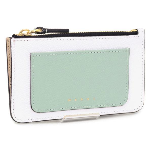 MARNI マルニ フラグメントケース SAFFIANO ブルーグリーン×ホワイト 