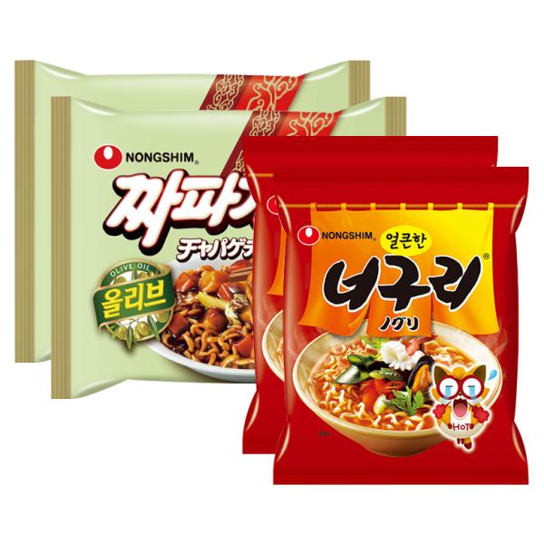 チャパグリセット（チャパゲティ2袋+ノグリ2袋）/ 韓国袋麺 映画で話題のジャージャー麺 ※パッケージは日本版または韓国版でお届け