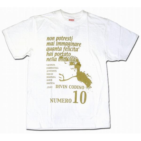 La Hinchada Loca ロベルト・バッジオTシャツ 白×ゴールド